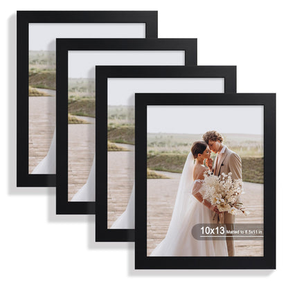 Hongkee 5x7 Picture Frame Set of 4, Real Glass and Wooden Frame, 4x6 Mat