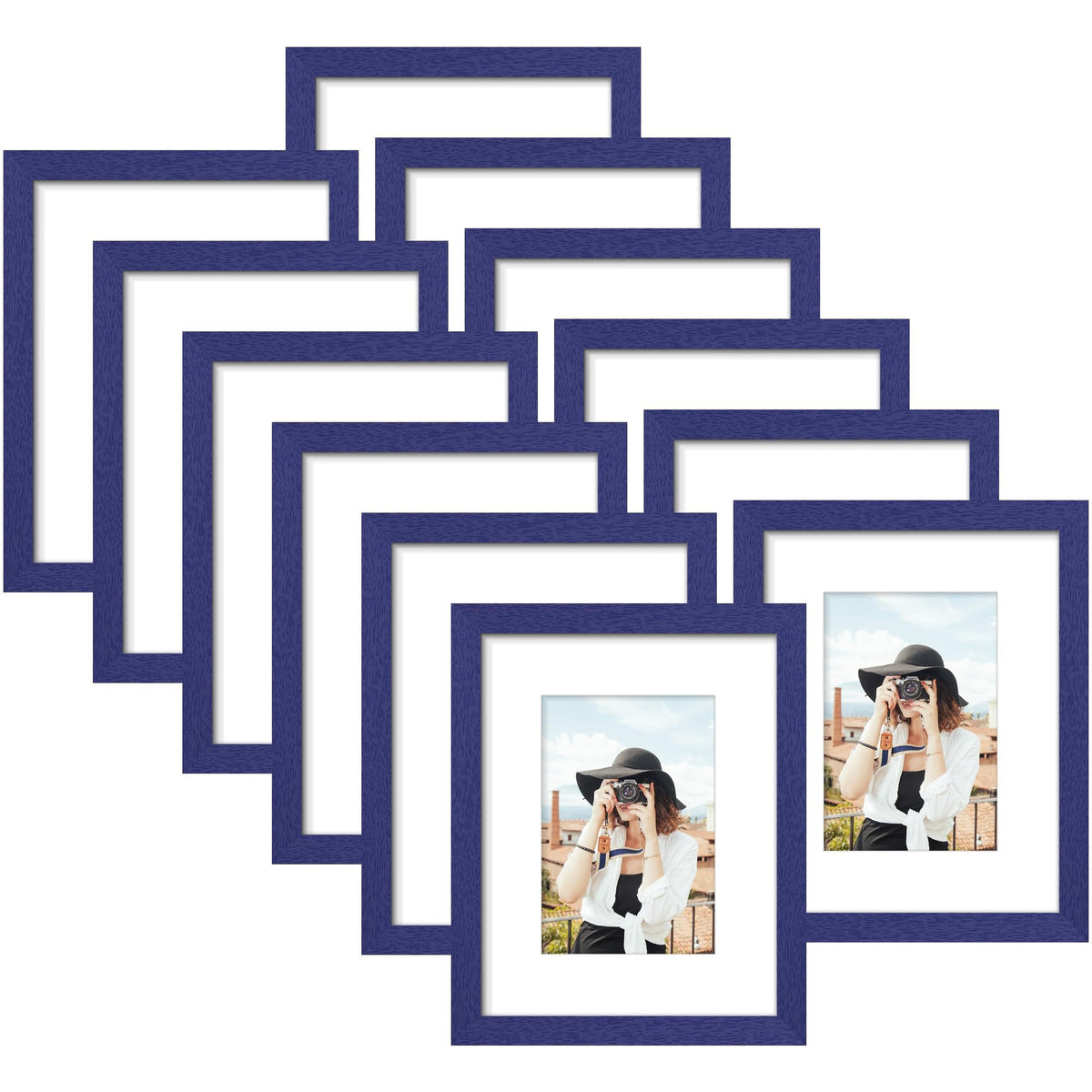Picrit 8x10 Picture Frame Set of 12, Modern Gallery Wall Frames, Black