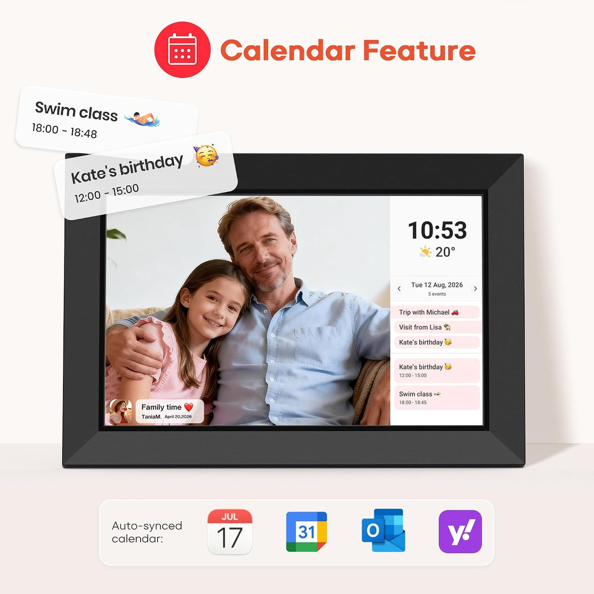 Frameo 10.1 Inch WiFi Digital Picture Frame with 32GB Memory, 1280 x 800 IPS Touch Screen Smart Electronic Photo Frame, Wall Mountable, Auto-Rotate, Share Photos/Videos Via Frameo App from Anywhere