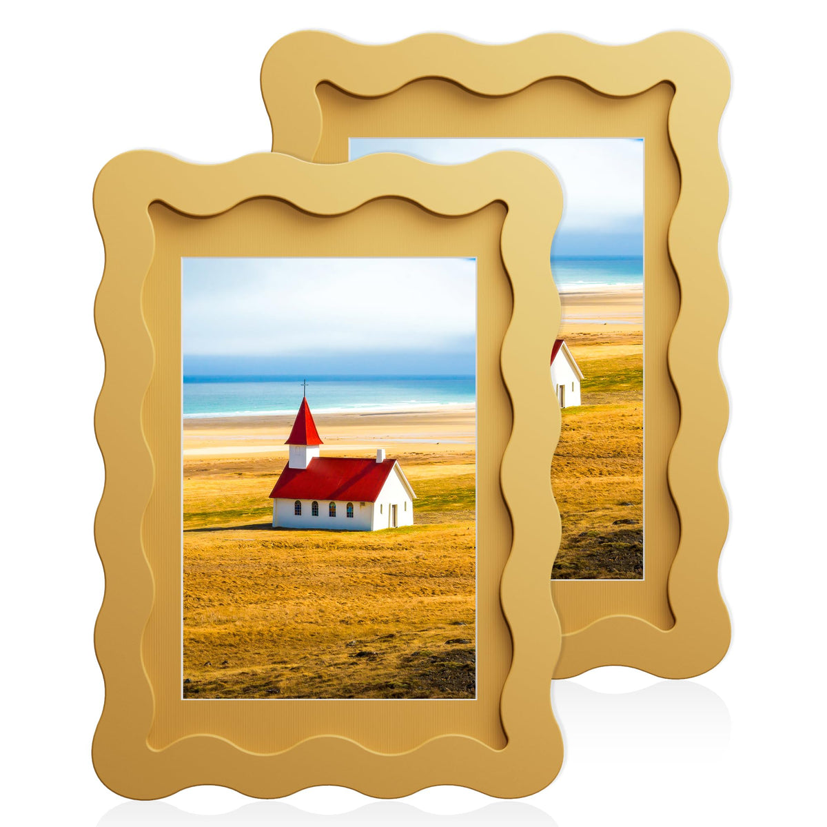 5x7 Wavy Picture Frame with 4x6 Mat, 5 x 7 Wood Frame, Real Glass