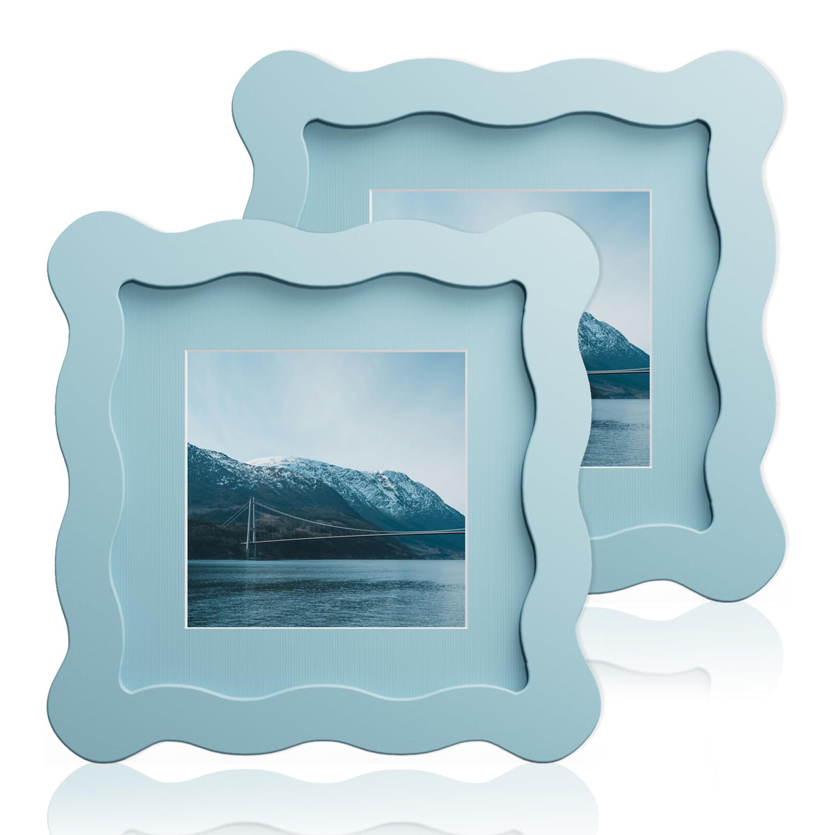 5x7 Wavy Picture Frame with 4x6 Mat, 5 x 7 Wood Frame, Real Glass