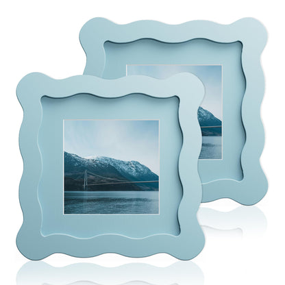 5x7 Wavy Picture Frame with 4x6 Mat, 5 x 7 Wood Frame, Real Glass