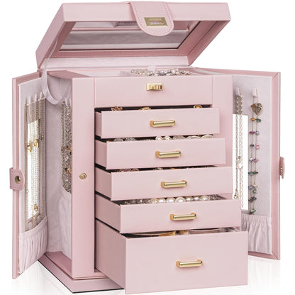 AKOZLIN 6-Tier Jewelry Box Organizer 5 Drawers Storage Black Regular
