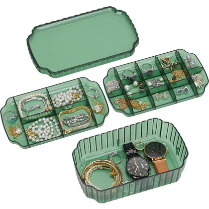 LETURE 3-Layer Jewelry Organizer Box for Earrings, Rings, Necklaces, Bracelets, Clear Plastic Bead Storage Containers for Crafts (Coffee)