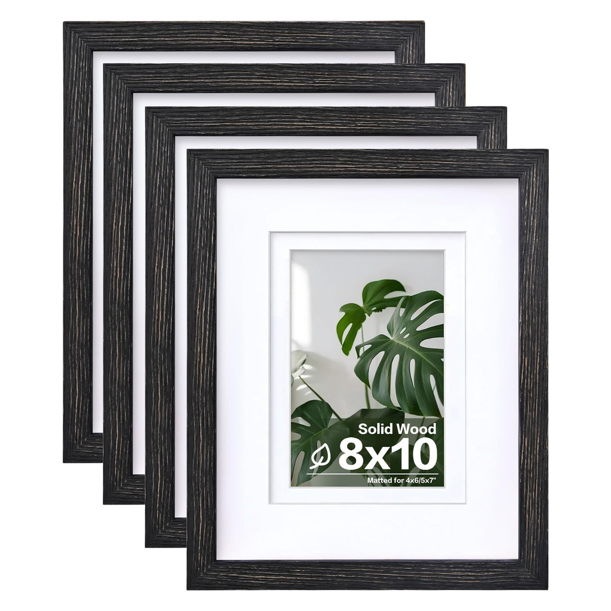 Egofine 8x10 Picture Frames Set of 4, Made of Solid Wood Covered by Plexiglass 4x6 and 5x7 with Mat or 8x10 without Mat, for Table Top Display and Wall Mounting Photo Frame White