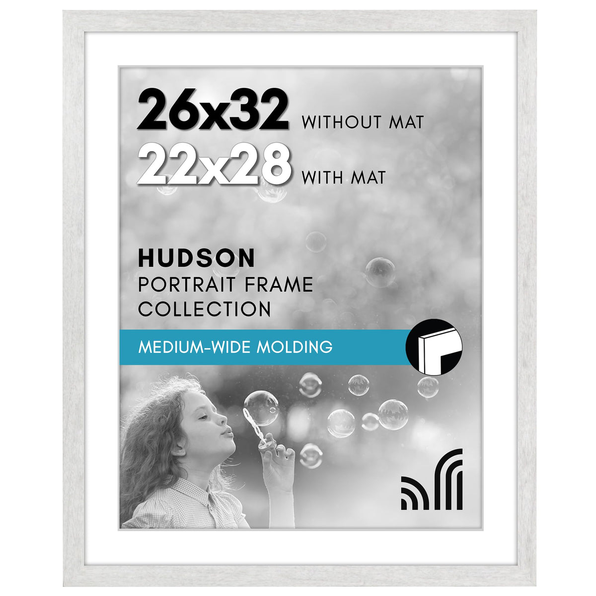 Americanflat 22x28 Poster Frame - Matted to 18x24 - Engineered Wood - Black