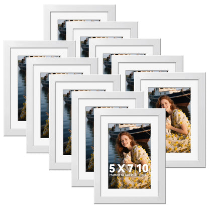 HappyHapi 4x6 Picture Frame Set of 10, Wall or Tabletop Display, Black