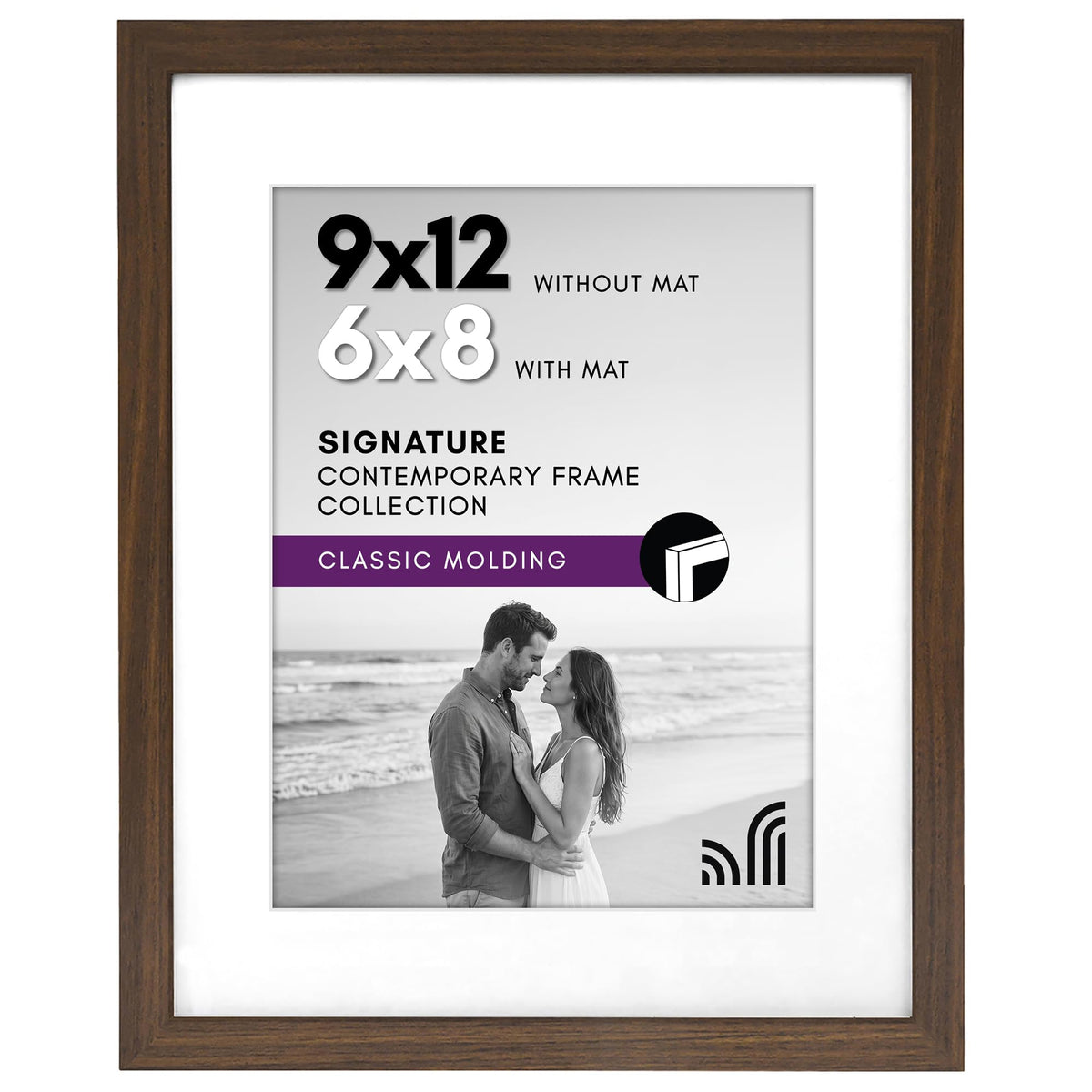 Americanflat 11x14 Picture Frame - Matted to 8x10 - Engineered Wood - Black