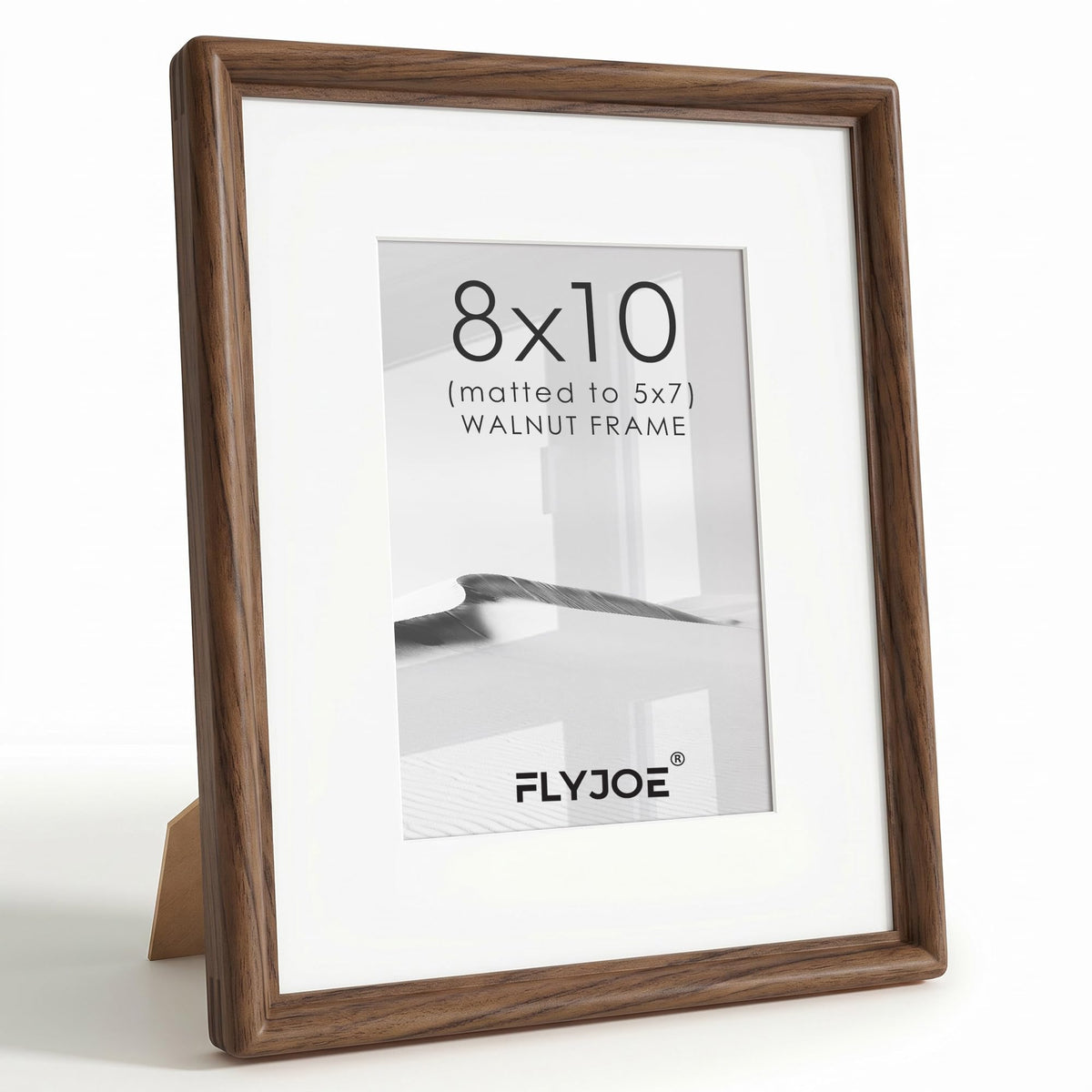 FLYJOE 11x14 Picture Frame, Solid Walnut Wood Frame with Mat for 8x10 Photo