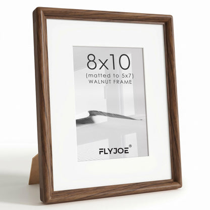 FLYJOE 11x14 Picture Frame, Solid Walnut Wood Frame with Mat for 8x10 Photo
