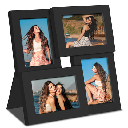 DUENPY 4x6 Collage Frame Tempered Glass For 4 4x6 Photos Brown