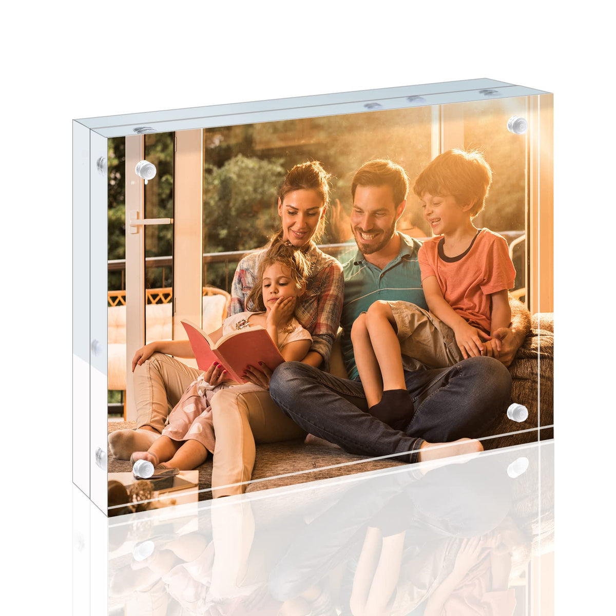 Egofine 5x7 Acrylic Frames 6 Pack, 20mm Thicker Frameless Clear Picture Frames, Double Sided Magnetic Picture Frames, Free Standing Desktop Display