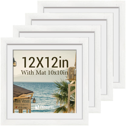 5x7 picture frame 4 Pack, 4x6 Mat, Black Wood, Glass, for Photo