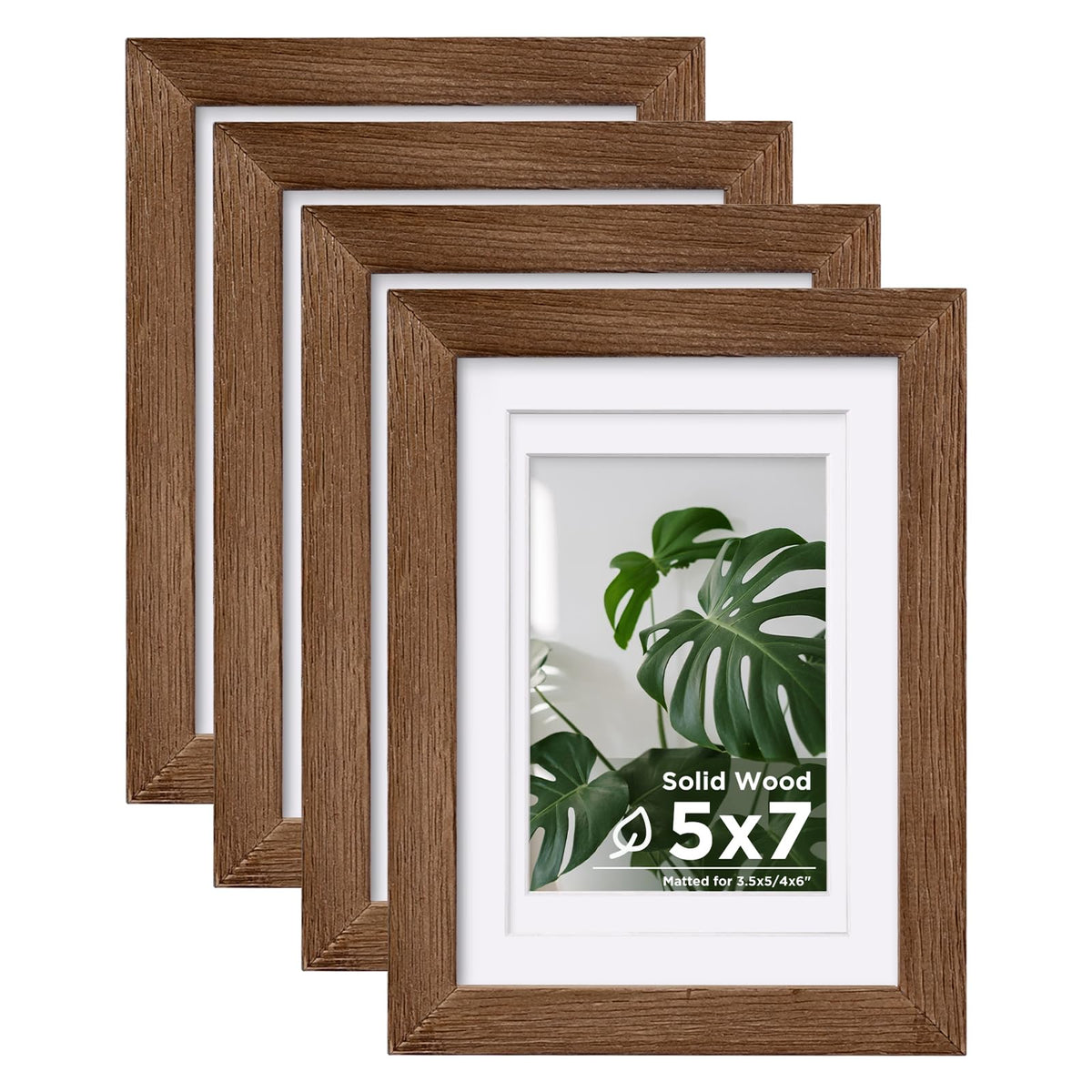 Egofine 8x10 Picture Frames Set of 4, Made of Solid Wood Covered by Plexiglass 4x6 and 5x7 with Mat or 8x10 without Mat, for Table Top Display and Wall Mounting Photo Frame White