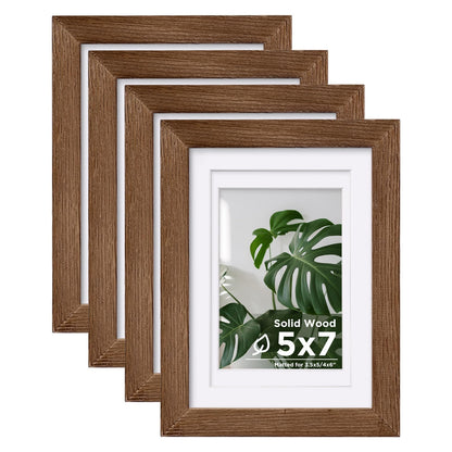 Egofine 8x10 Picture Frames Set of 4, Made of Solid Wood Covered by Plexiglass 4x6 and 5x7 with Mat or 8x10 without Mat, for Table Top Display and Wall Mounting Photo Frame White