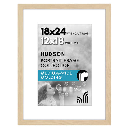 Americanflat 22x28 Poster Frame - Matted to 18x24 - Engineered Wood - Black