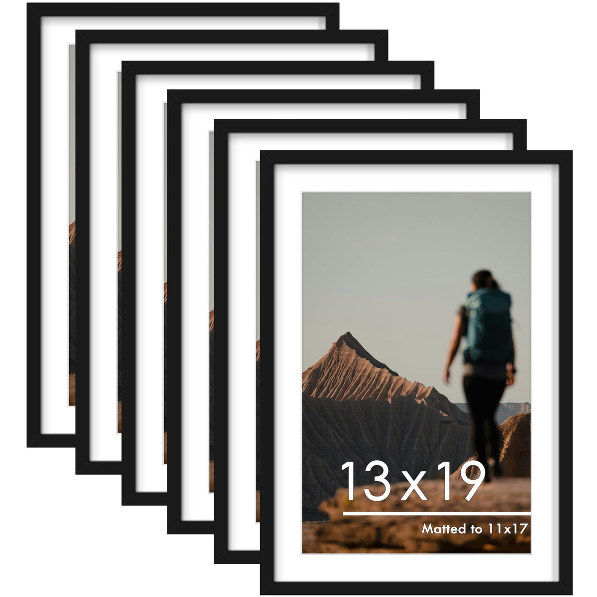 PEALSN 8x10 Picture Frame Set of 6,Wall or Tabletop Display,Black Woodgrain