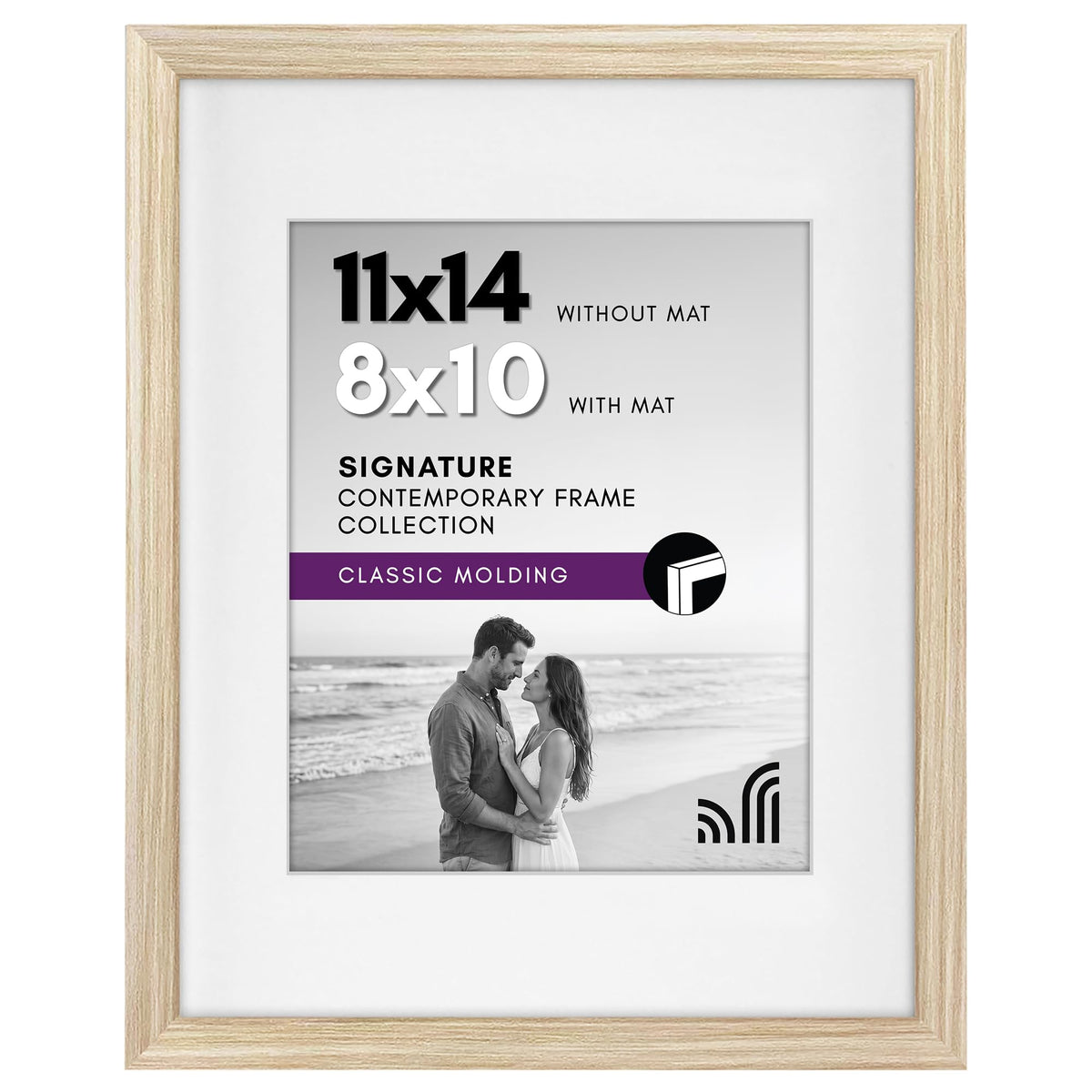 Americanflat 11x14 Picture Frame - Matted to 8x10 - Engineered Wood - Black