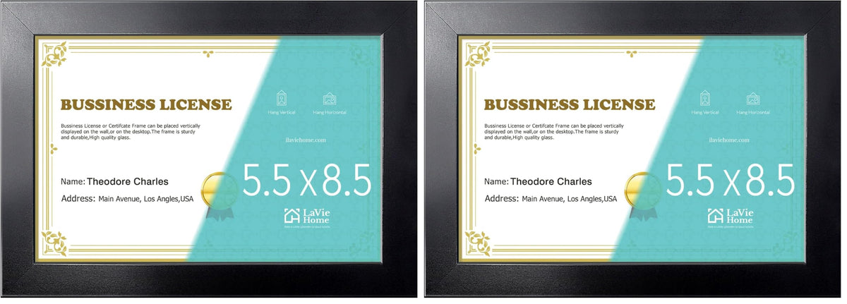 LaVie Home 14x18 Picture Frame Black Poster Frame,Display Pictures 12x16 with Mat or 14x18 Without Mat, Stable and Sturdy Frame and Polished Plexiglass, Horizontal and Vertical Format of The Walls