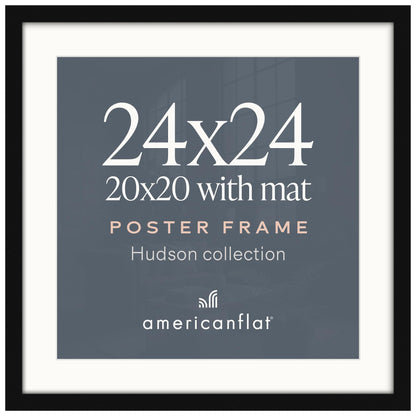 Americanflat 22x28 Poster Frame - Matted to 18x24 - Engineered Wood - Black