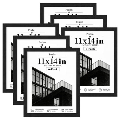 PEALSN 8x10 Picture Frame Set of 6, Wall or Tabletop, Black Woodgrain