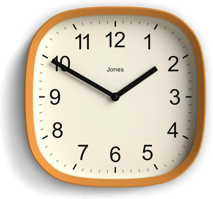 JONES CLOCKS® Sprite wall Clock | Modern Square Clock | 10" | Yellow