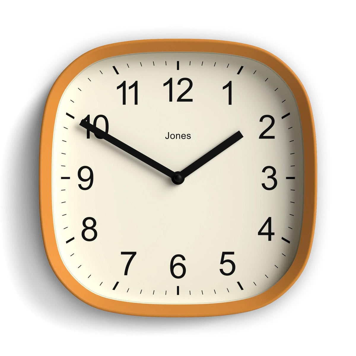 JONES CLOCKS® Sprite wall Clock | Modern Square Clock | 10" | Yellow