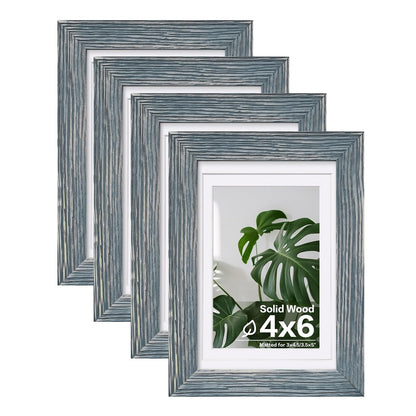 Egofine 8x10 Picture Frames Set of 4, Made of Solid Wood Covered by Plexiglass 4x6 and 5x7 with Mat or 8x10 without Mat, for Table Top Display and Wall Mounting Photo Frame White
