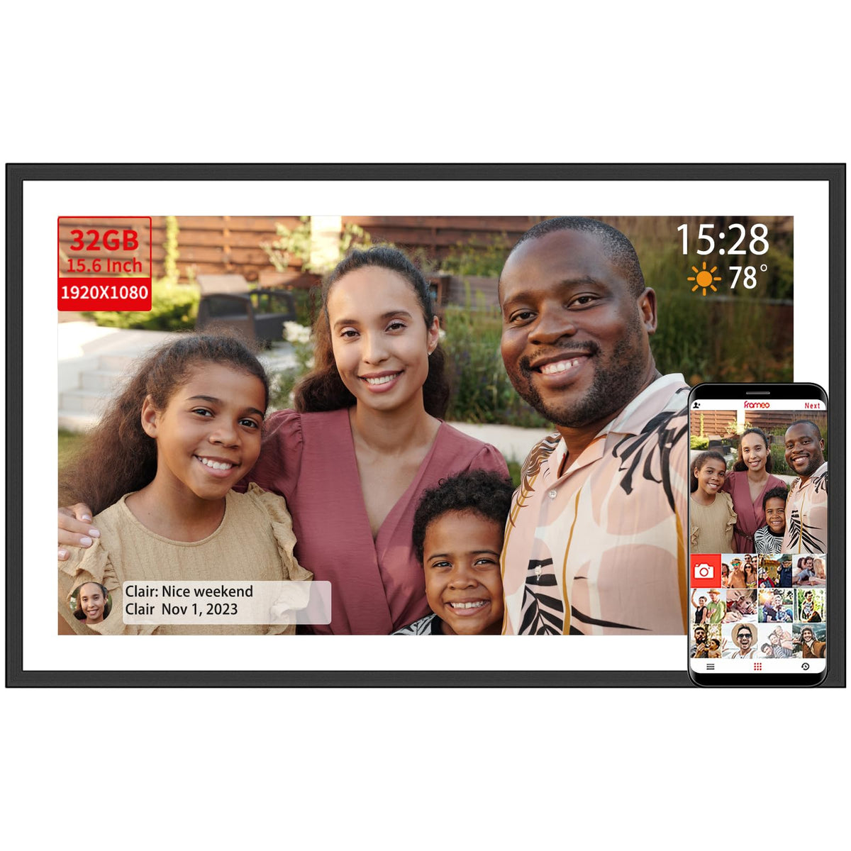 Frameo 10.1 inch Digital Picture Frame WiFi Smart Digital Photo Frame Wood