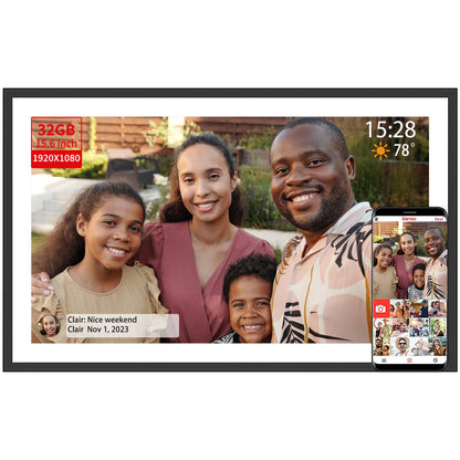 Frameo 10.1 inch Digital Picture Frame WiFi Smart Digital Photo Frame Wood