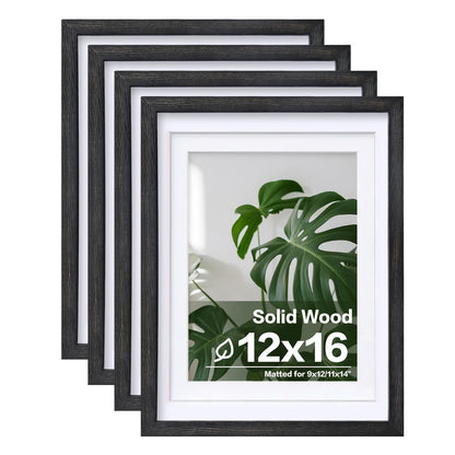Egofine 8x10 Picture Frames Set of 4, Made of Solid Wood Covered by Plexiglass 4x6 and 5x7 with Mat or 8x10 without Mat, for Table Top Display and Wall Mounting Photo Frame White