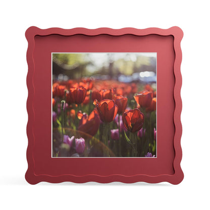 4x6 Picture Frame with Mat for 3.5x5, Wavy Edge Wooden Real Glass Photo Frame for Tabletop and Wall Hanging, Green, 1 Pack