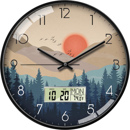 Wilderness Sunset Wall Clock, 12 Inch Analog and Digital Wall Clock