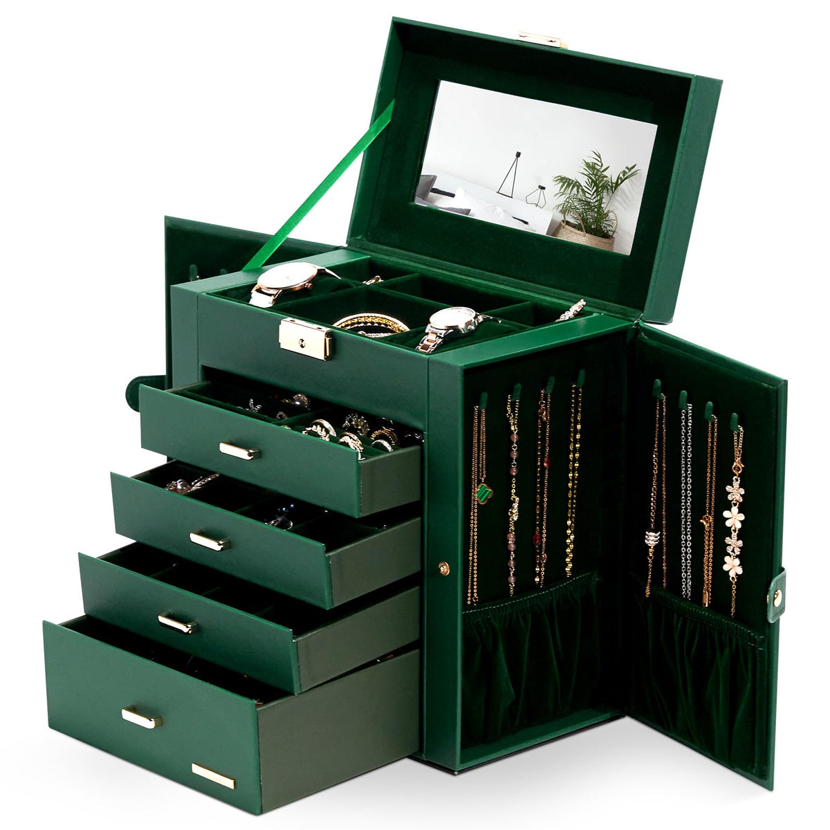 Homde Large Jewelry Box for Women: 5-Layer Organizer with Lock for Dresser
