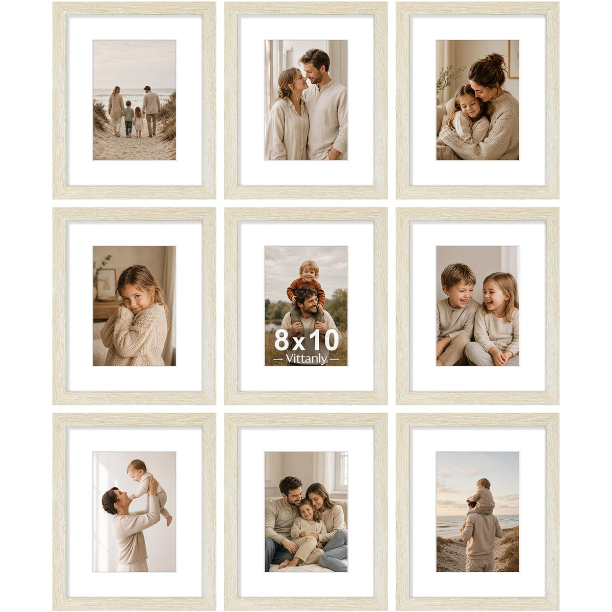 Vittanly 8x10 Picture Frames Set of 9 for Wall or Tabletop Display, Black