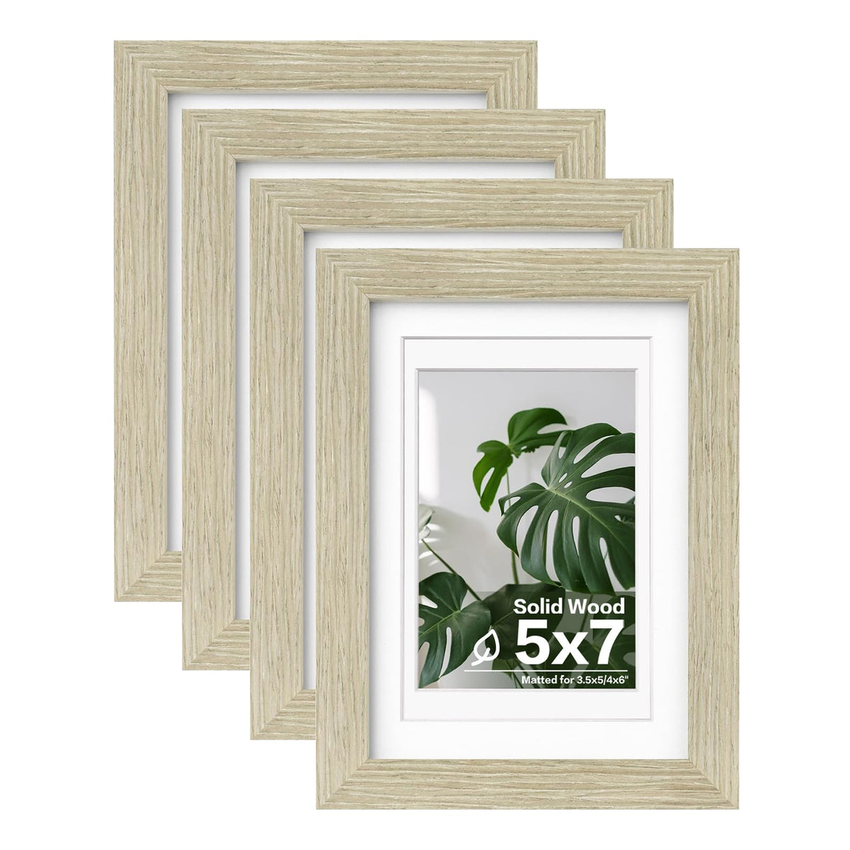 Egofine 8x10 Picture Frames Set of 4, Made of Solid Wood Covered by Plexiglass 4x6 and 5x7 with Mat or 8x10 without Mat, for Table Top Display and Wall Mounting Photo Frame White