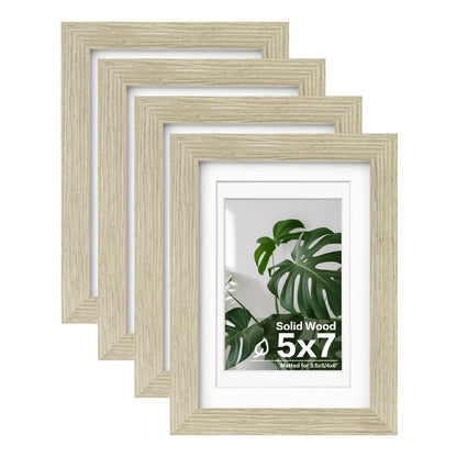 Egofine 8x10 Picture Frames Set of 4, Made of Solid Wood Covered by Plexiglass 4x6 and 5x7 with Mat or 8x10 without Mat, for Table Top Display and Wall Mounting Photo Frame White