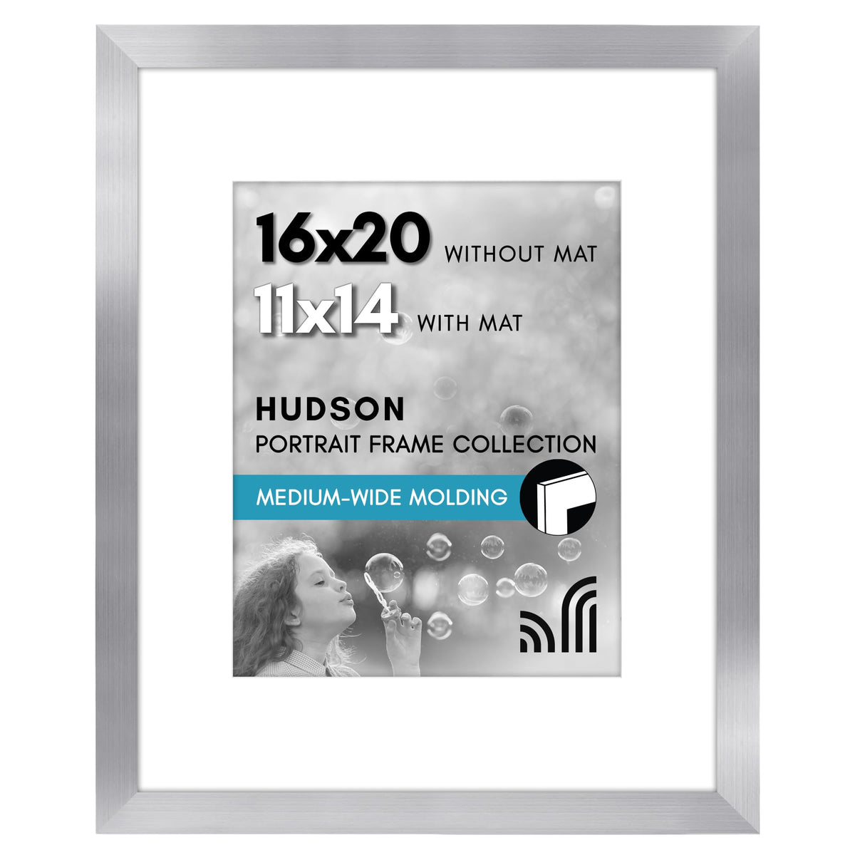 Americanflat 22x28 Poster Frame - Matted to 18x24 - Engineered Wood - Black