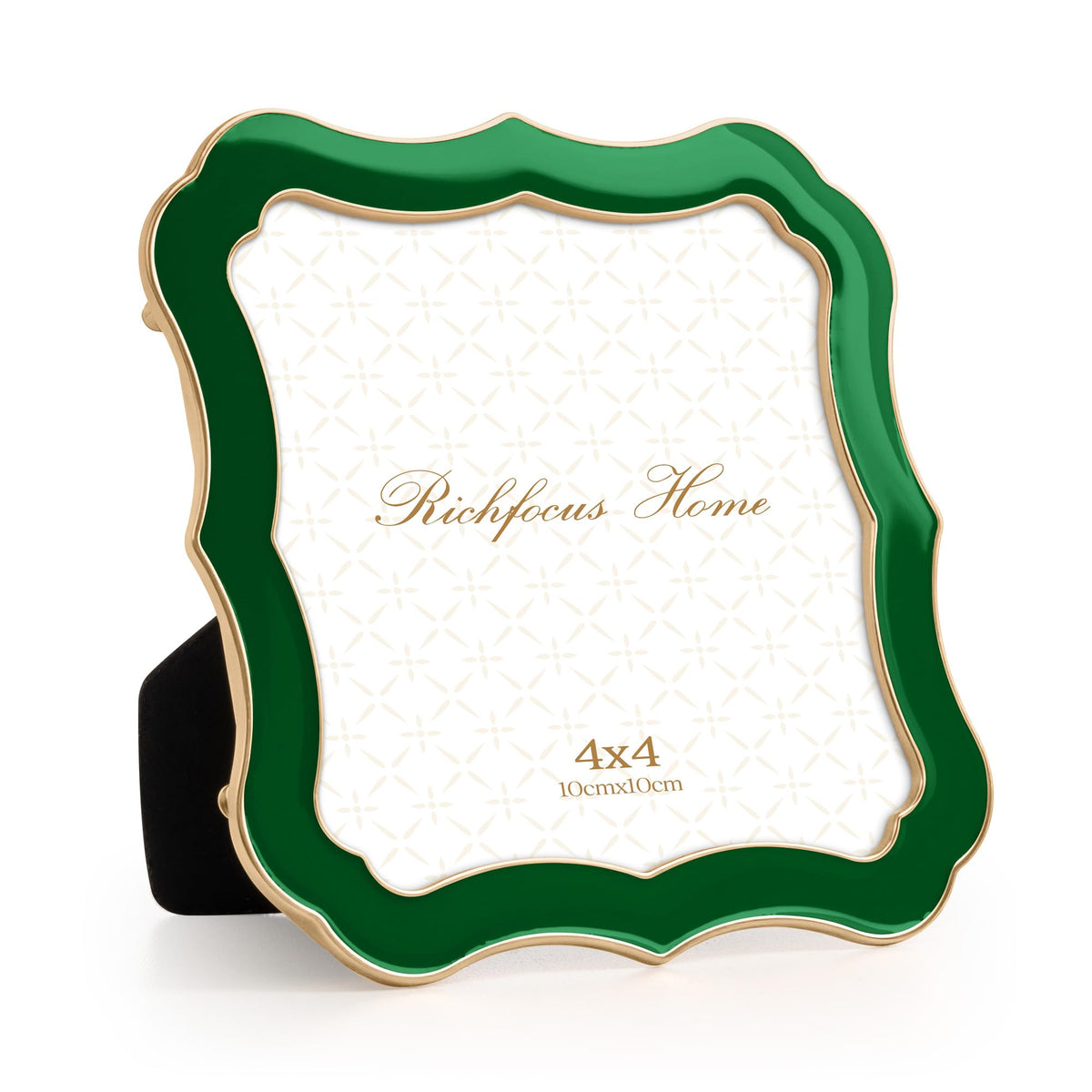 4x6 Enamel Picture Frame with HD-Tempered Glass, Display 3x5 Photo with Mat, Ornate Photo Frame with Gold Metal Edge & Velvet Back for Tabletop & Wall Mount Vertically or Horizontally Display, White