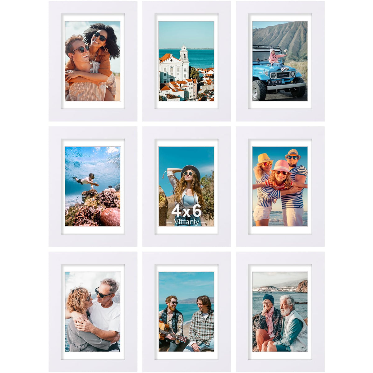 Vittanly 8x10 Picture Frames Set of 9 for Wall or Tabletop Display, Black