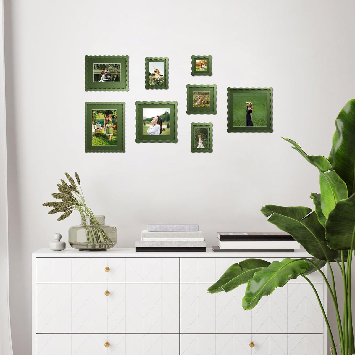 5x7 Wavy Picture Frame with 4x6 Mat, 5 x 7 Wood Frame, Real Glass
