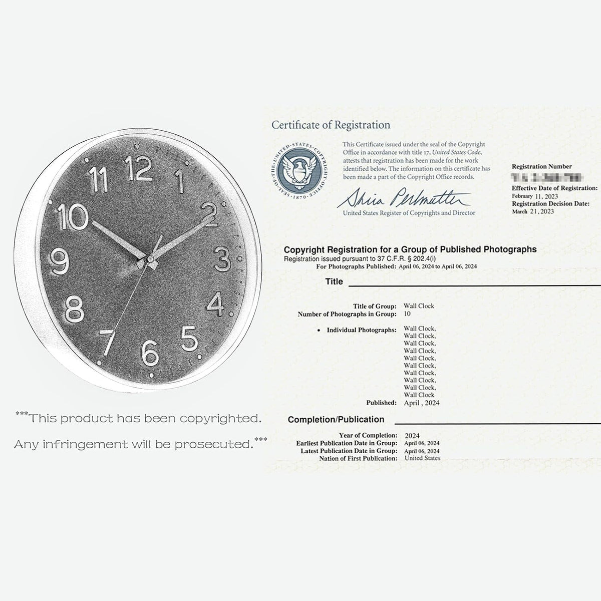 Roymnie 14 Inch Wall Clock Battery Operated Silent Non Ticking Green Analog