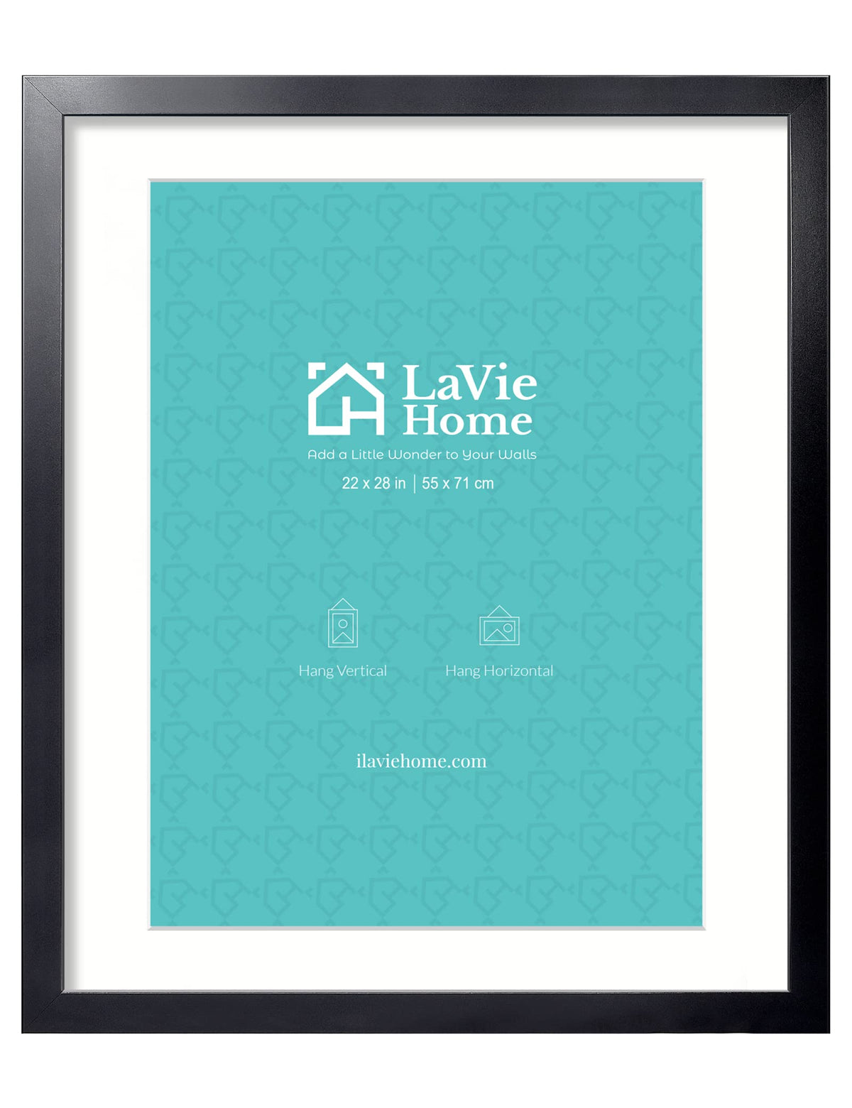 LaVie Home 14x18 Picture Frame Black Poster Frame,Display Pictures 12x16 with Mat or 14x18 Without Mat, Stable and Sturdy Frame and Polished Plexiglass, Horizontal and Vertical Format of The Walls