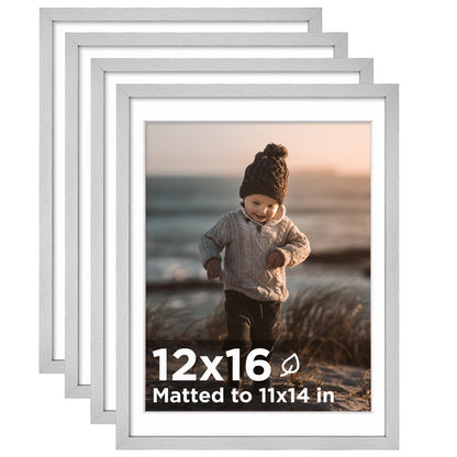 KINLINK 5x7 Picture Frame White Set of 4, Wooden Photo Frames Matted 4x6 with Plexiglass for 4x6 with Mat or 5x7 without Mat for Table and Wall Display