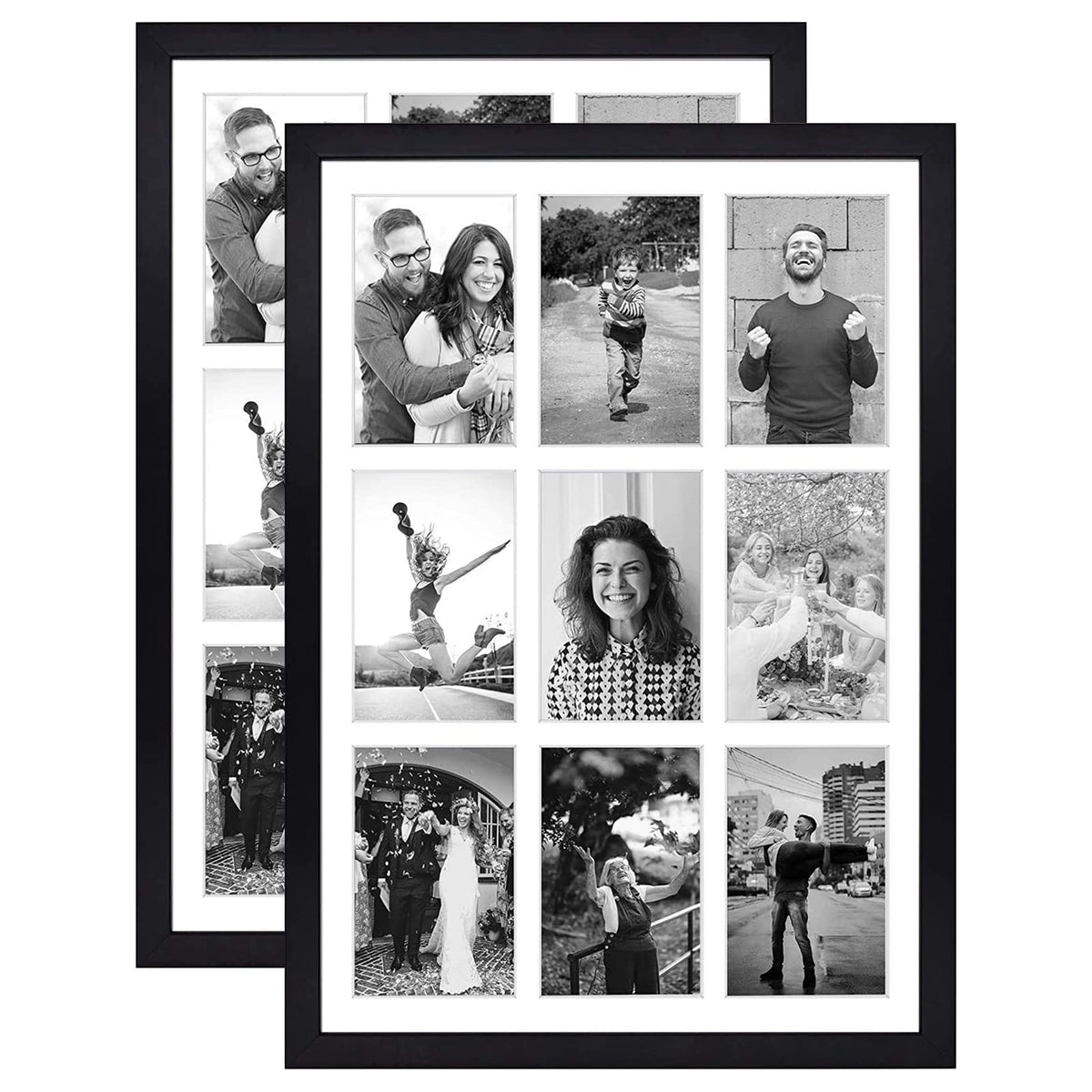 Golden State Art 9-Openings 4x6 Wood Collage Picture Frame Black