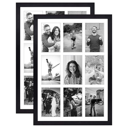 Golden State Art 9-Openings 4x6 Wood Collage Picture Frame Black