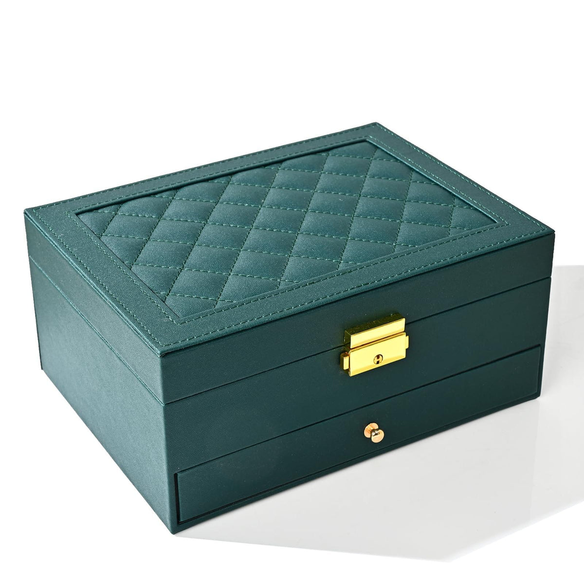 GUOER Jewelry Box for Women Girl Wife - Large PU Leather Jewelry Organizer Storage Case with Two Layers Display for Earrings Bracelets Rings Watches Mothers Day Gifts (Black)