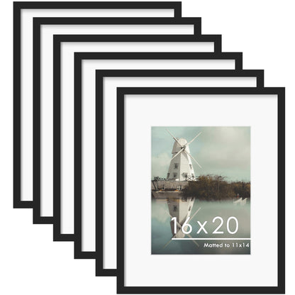PEALSN 8x10 Picture Frame Set of 6,Wall or Tabletop Display,Black Woodgrain