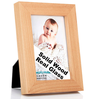 RPJC 5x7 Solid Wood Picture Frame with Real Glass Cover Black