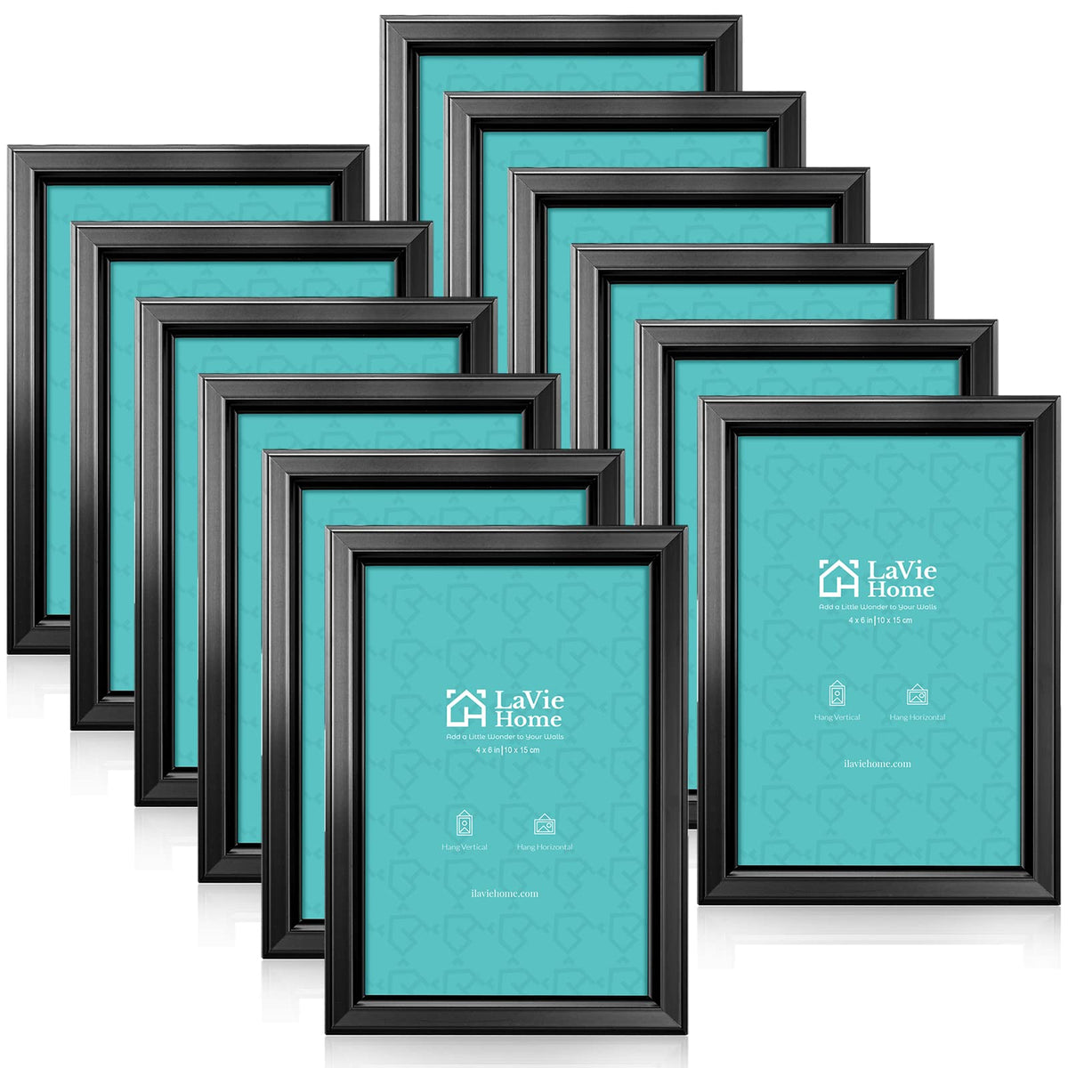 LaVie Home 4x6 Picture Frames (12 Pack, Gold) Simple Designed Photo Frame with High Definition Glass for Wall Mount & Table Top Display, Set of 12 Classic Collection